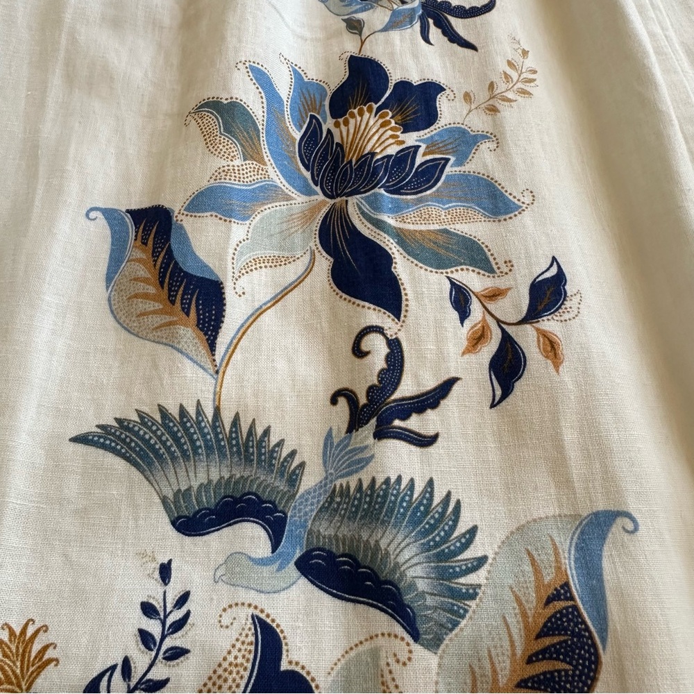 Farm Rio Mystic Blue Lotus Dreamscape Midi Dress-M-Corded Sweetheart Bodice - Picture 5 of 14